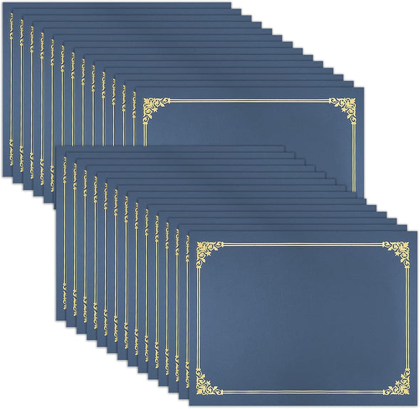 SUNEE Certificate Holders(Navy Blue, 30 Packs), Diploma Covers Gold Foil Border, for Letter Size 8.5X11 Certificates, Cardstock, Document Papers