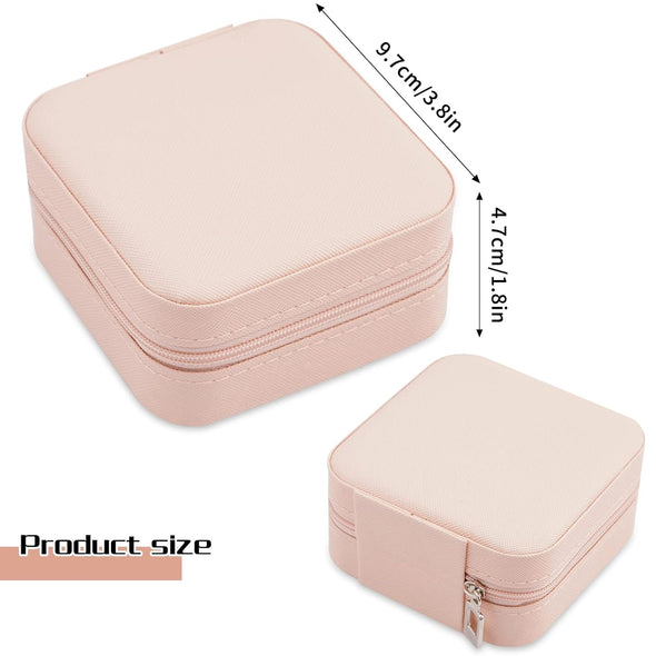 Portable Travel Mini Jewelry Box Leather Jewellery Ring Organizer Case Storage Gift Box Girls Women (Pink).
