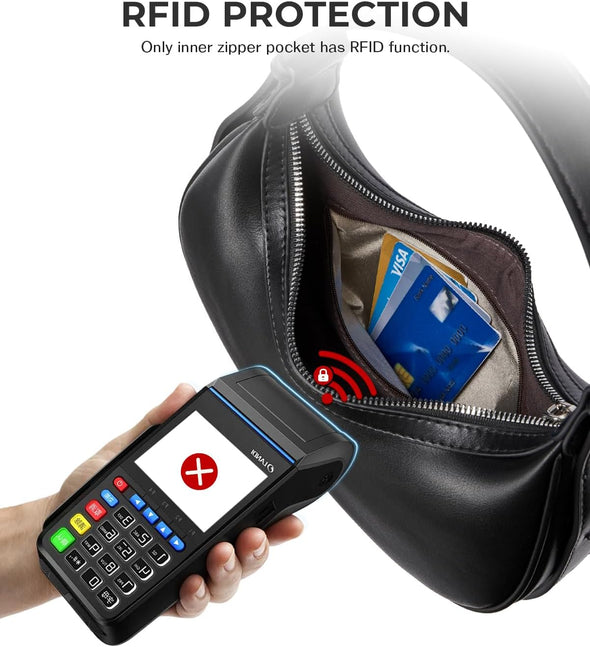 CHOLISS Shoulder Bag for Women RFID Vegan Leather Crescent Hobo Bag Clutch Underarm Purse Top-Handle Travel Handbags