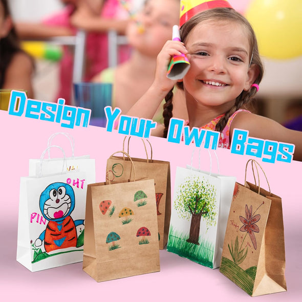 YEEHAW White Paper Bags with Handles Bulk 8"X4.5"X10.8" 100Pcs Gift Bags Medium Size, White Gift Bag with Handles Bulk for Retail, Party, Shopping, Merchandise