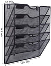 EASEPRES 5 Pocket Mesh Hanging Wall File Organizer, Wall Mounted Mail Paper Document Folder Holder, Clipboard Storage Organization Magazine Rack with Nametag Label for Office Home School, Black