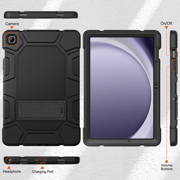 Case for Samsung Galaxy Tab A9+/A9 plus 11” 2024 Model (SM-X210/X216/X218), Heavy Duty Shockproof Rugged High Impact Protective Case, Black