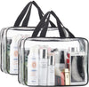 HAOGUAGUA 2-Piece Large Clear Makeup Cosmetic Organizer Bag, Plastic Tote Bags, Waterproof Transparent Handbag Purse