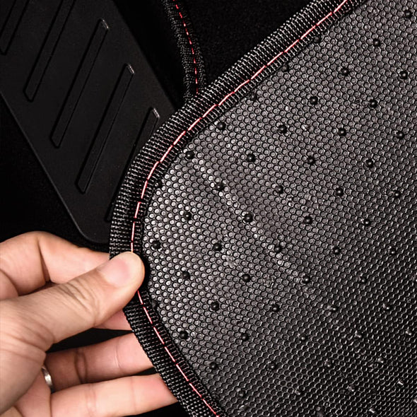 CAR PASS Waterproof Car Floor Mat, Universal Fit Car Mats with Driver Heel Pad, Leather Car Carpet, Anti-Slip Nibbed Backing Floor Mats for SUV, Vans,Sedan,Truck, Automotive Set for Women (Black Red)