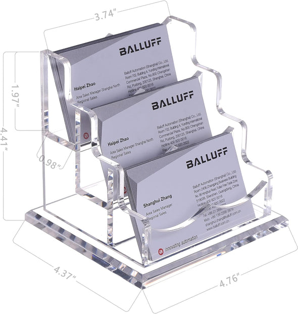 Business Card Holder Display for Desk, Clear Acrylic Cards Organizer 3 Tier 3 Slots, Business Card Stand for Men and Women 1 Pack (3 Slots) 3Slots…