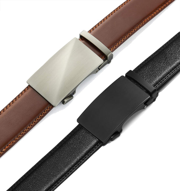 CHAOREN Leather Ratchet Belt Men 2 Pack - Customizable Fit, Effortless Style (35Mm)