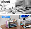 Gianotter 4-Tier Paper Organizer with Magazine Holder, Desk Organizers and Accessories, Desk Accessories & Workspace Organizers, File Organizer for Office Supplies Storag (Black)