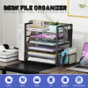Simple Trending 6 Tier Desk File Organizer, Paper Letter Tray Organizer with File Holder and Pen Container, Black