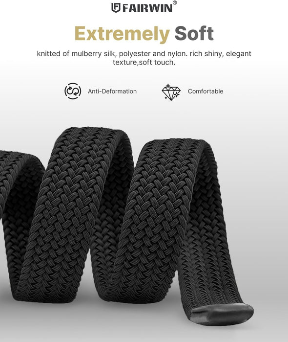 FAIRWIN Elastic Braided Stretch Mens Golf Casual Jeans Belts Woven 1 3/8" Nylon Work Belts for Men Pants Shorts