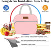 Coobiiya Lunch Bag for Women Men, Insulated Reusable Picnic Bag, 10.8"L X 6.3"W X 8.85"H, Pink