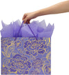 Qirrmiy 13" Large Rose Purple Gift Bag Set with Greeting Card and Tissue Paper for Women or Girls for Celebrating Birthdays, Valentine'S Day, Weddings, Anniversaries, Mother'S Day