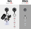 MNGARISTA Upgraded Heavy Duty Retractable Keychain with Belt Clip, 10 OZ Retraction, 31.5" Stainless Steel Cord Key Chain, 3K Carbon Fiber ID Badge Reel Holder with Badge Strap and Key Ring, 2 Pack