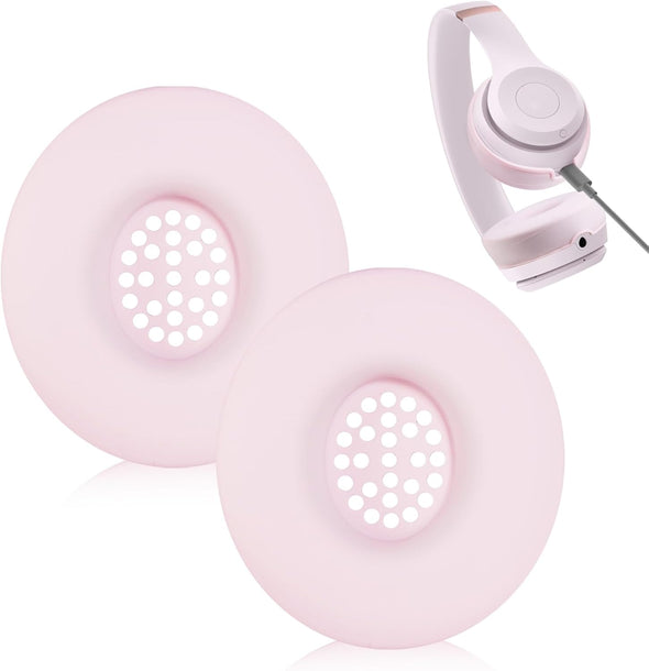 Adhiper Silicone Ear Pads Cover for Beats Solo 4, Washable Sweat Earpad Covers Silicone Case for Beats Solo4 & Solo3 Wireless On-Ear Headphones Accessories Protective Pads Cover (Pink)