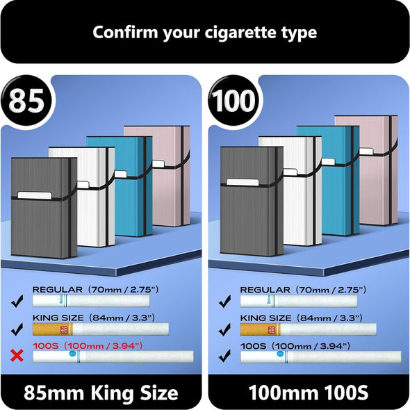 cigarette case king size Folding Metal Double sided Box Vintage embossed Solid Both sizes are not suitable for 120mm cigarettes Square Brown Leather Cigarette Case