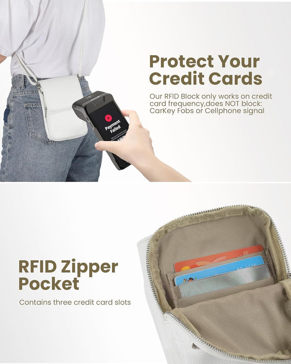 Befen Genuine Leather Small Crossbody Bags for Women, Cell Phone Cross Body Purse Bag with RFID Blocking Card Slots