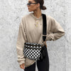 Bum Bags for Women Crossbody,Nylon Checkered Crossbody Bag Large Sling Bag Checkered Purse Oversized Slouchy Belt Bag