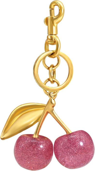 Cherry Keychain & Bag Charm - Cute Cherry Accessories for Women - Gift