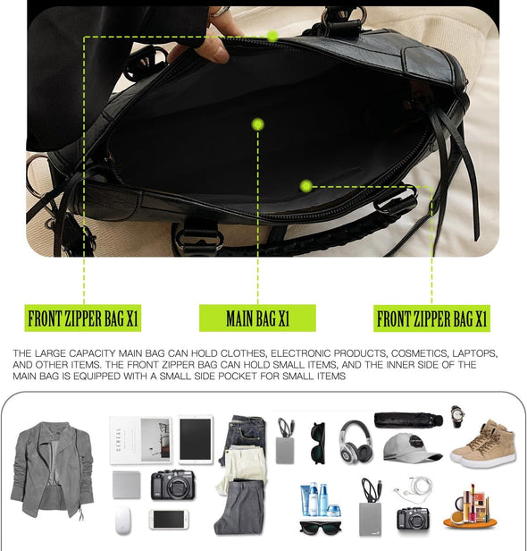 Crossbody Tote Bag for Women – Rivet Studded Hobo Shoulder Purse, Trendy Goth Work Boston Bag