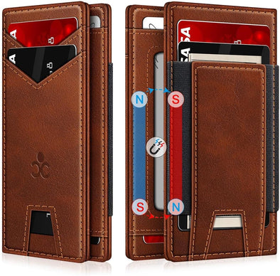 Wallet for Men Slim Leather Wallets for 9-13 Cards, RFID Blocking Thin Card Holder Wallet with ID Window & Stretchable Cash Slot, Minimalist Bifold Small Wallet for Front Pocket, Birthday Gift for Men