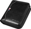HUANLANG Mens Wallet RFID Blocking Multi Card Holder Wallets for Men Bifold Wallet with Zipper Small Men'S Leather Wallet