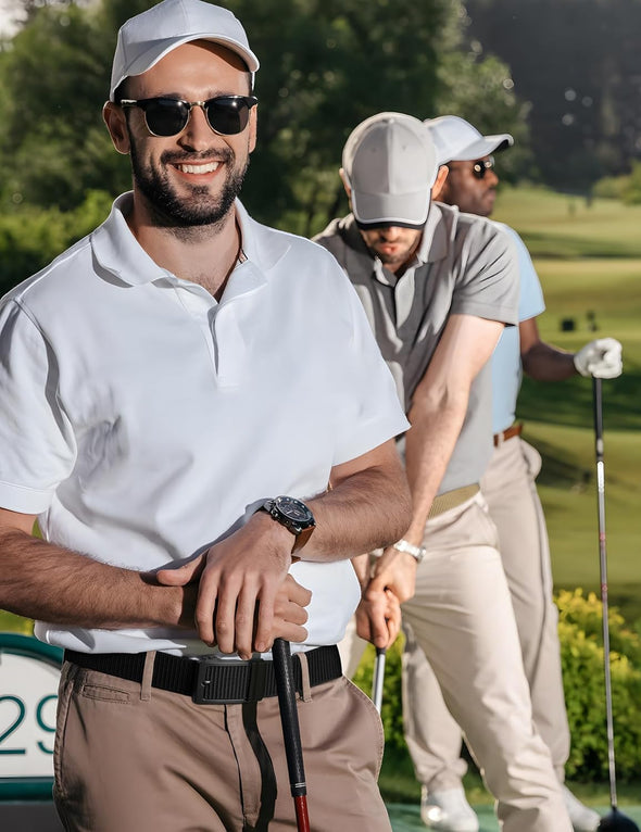 JUKMO Ratchet Golf Belt for Men, Nylon Web Tactical Belt with Automatic Slide Buckle