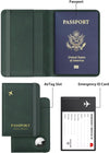 Passport Holder with Airtag Slot, Airtag Passport Wallet for Men, Slim Leather Passport Holder Case Family for Travel Anti-Lost, Green