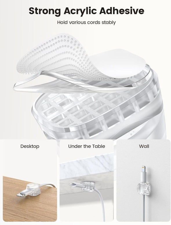 6Pack Cord Organizer, Desk Accessories - Lamicall Clear Desktop Cord Management, Mother'S Day for Mother, Office Workspace Organizer Accessories, Nightstand Wire Keeper Desk Decor, Office Must Haves