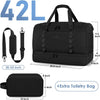 ETRONIK Travel Bag for Men Women, Duffle Bag & Gym Bag with Shoe Compartment, Weekender Overnight Bag with Toiletry Bag, Carry on Bags for Airplane for Travel, Trip, Gym, Yoga, Black
