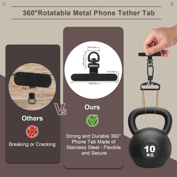 Clip and Go Strap for Phone with Wallet Crossbody (Detachable RFID Blocking Wallet) - Adjustable Phone Strap W/Soft Silicone Pad, Universal Phone Lanyard with 360° Rotatable Tether Tabs for All Phones