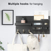Mail Organizer for Wall Mount – Key Holder with Shelf Includes Letter Holder and Hooks for Coats, Dog Leashes – Rustic Wood with Flush Mounting Hardware (16.5” X 8.7” X 3.5”)