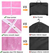 Pink Kids Dance Garment Bag for Hanging Clothes,37 Inch Waterproof PVC Travel Garment Bag with 3 Pockets for Dance Costumes,Sports,Skating,Theatre,Beauty Pageants & More