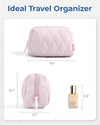 BAGSMART Makeup Bag, Travel Cosmetic Bag, Puffy Padded Make up Bag for Women, Makeup Organizer Case, Wide-Open Pouch Purse, Travel Essentials, Toiletries Accessories Brushes, Pink