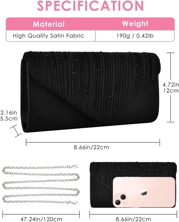 TINDTOP Evening Clutch Purses for Women Handbags for Formal Wedding Party Cocktail Prom Crossbody Shoulder Envelope Bag