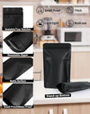 100 Pack Resealable Stand up Bags,Smell Proof Pouch Sealable Foil Pouch Bags for Packaging (Black, 3.5" X 5.1")