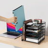 Gianotter Desk Organizers and Accessories, 6-Tier Paper Organizer with File Holder, Document Organizer, Office Decor, Home Office Essentials(Black)