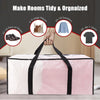 Extra Large Moving Bags with Zippers & Carrying Handles, Heavy-Duty Storage Tote for Space Saving Moving Storage, Fold Flat, Alternative to Box and Bin - 12 Pack, Semi-Transparent