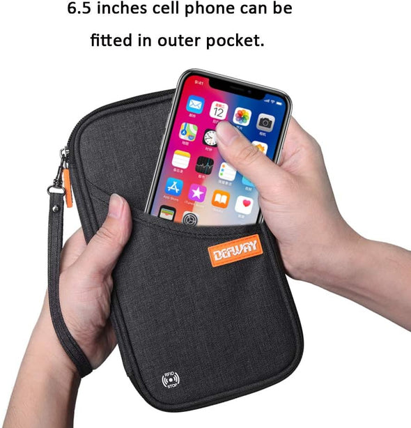 Defway Passport Holder Travel Wallet - Family Passport Holder of 4, RFID Blocking Passport Wallet for Men Women, Travel Essentials for Flying, BLACK