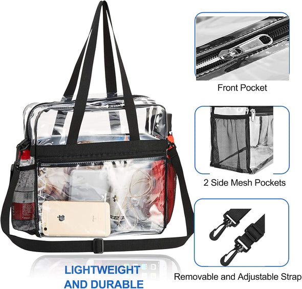 USPECLARE Clear Tote Stadium Approved, Security Travel & Gym Clear Bag for Work Sports Games Concerts