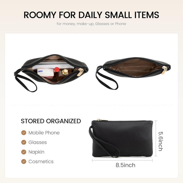 LOVEVOOK Laptop Tote for Women - 15.6 Inch Leather Laptop Bag with Clutch, Large Capacity Office Purse Computer Briefcase for Casual Business Travel, Black