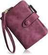 Pofeexio Womens Small Bifold Leather Wallets RFID Ladies Wristlet with Card Slots Id Window Zipper Coin Purse
