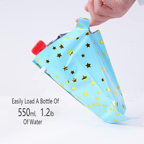 HABILE 48 Pieces of Thicker Gift Bags with Handles, Plastic Party Candy Bags with Sparkling Stars, Suitable for All Kinds of Holiday Parties