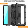 SEYMAC Case for Samsung Galaxy Tab A9+/ A9 plus Case 11" 2023 (SM-X210/X216/X218), Heavy Duty Shockproof Protective Case with Screen Protector, Rotating Stand and Hand/Shoulder Strap, Black