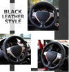 Elantrip Sport Leather Steering Wheel Cover 14 1/2 Inch to 15 Inch Universal, Padded Soft Grip Breathable for Car Truck SUV Jeep, anti Slip Odorless Black