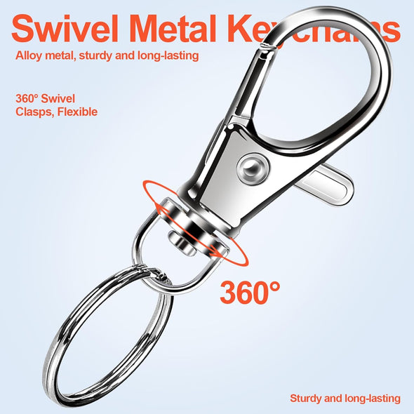 LEOBRO 240PCS Metal Swivel Snap Hooks and Key Rings, 120PCS Small Lobster Claw Keychains Clasps and 120PCS Key Chain Ring for Keychain Clip, Lanyard, Key, Jewelry Making, Art Crafts, Silver