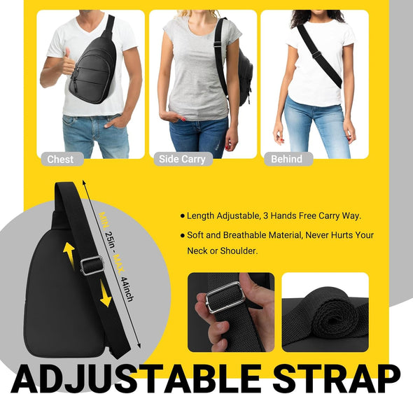 Crossbody Bags for Women, Sling Bag for Men, Small Hiking Backpack anti Theft Lightweight for Outdoors Travel (M, Black)