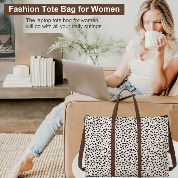 Laptop Tote Bag for Women Work 15.6 Inch Canvas Shoulder Bags Computer Messenger Purse Teacher Handbag Office Briefcase