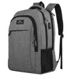 Business Travel Laptop Backpack with USB Charging Port, College School Book Bag, Grey