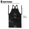 QeeLink cowhide Welding Apron with 6 Pockets, 24'' X 42'', Adjustable M- XXXL, Black