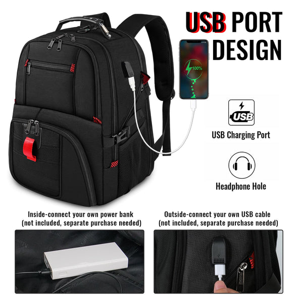 50L Business Laptop Backpacks with USB Charging Port Fits 17 Inch Computer