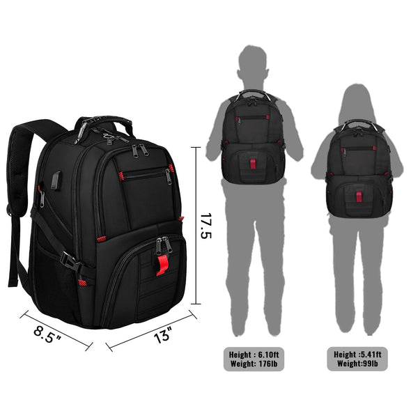 50L Business Laptop Backpacks with USB Charging Port Fits 17 Inch Computer